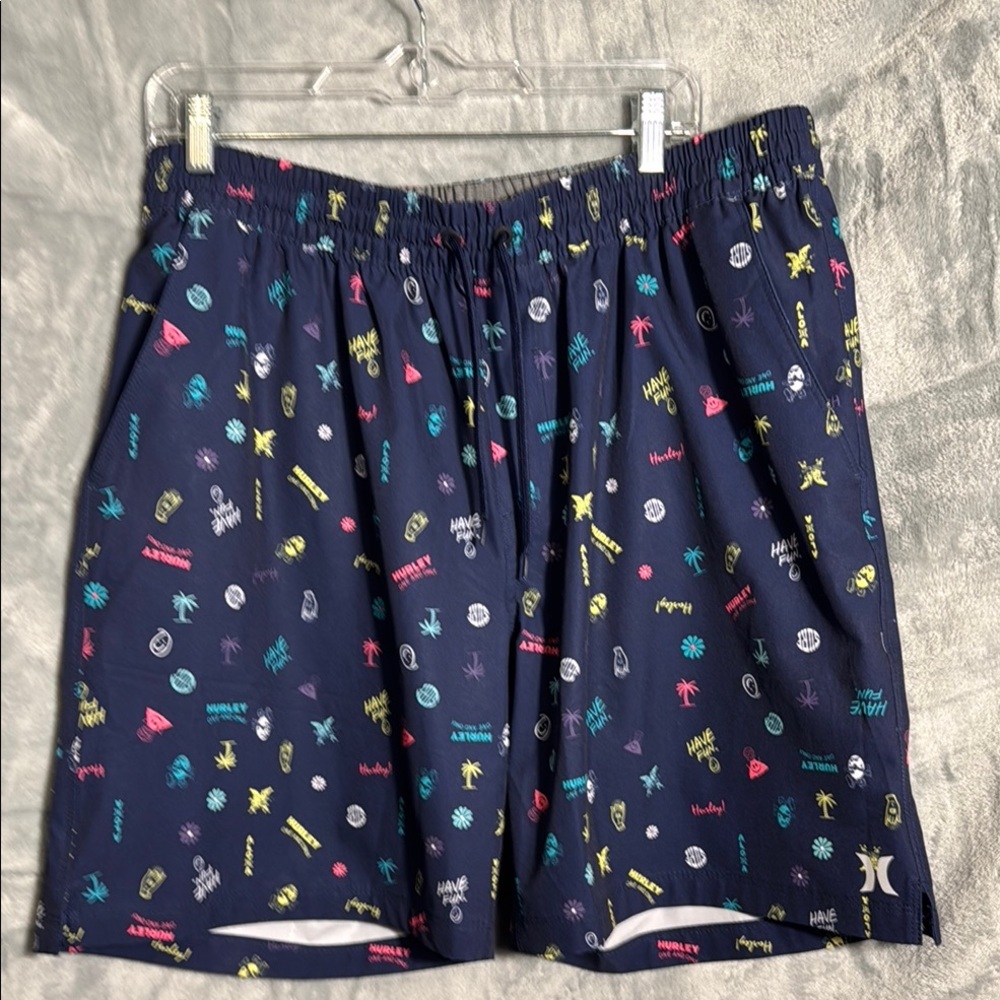 NWT Hurley swim trunks men’s Navy Graphic Swim Shorts new XXL volley swim shorts